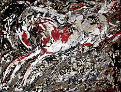 Abstract Horses in Black and Red, Acrylic, 24