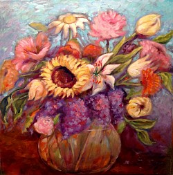 Jacqueline‘a Bouquet, acrylic, 24 x 24 SOLD