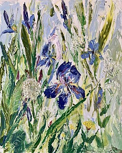 Irises and Wild Flowers 30 x 24 acrylic SOLD
