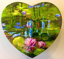 Heart shaped, water lily, impressionist,